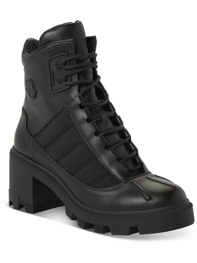 Moncler Carol Leather Ankle Booties In Black