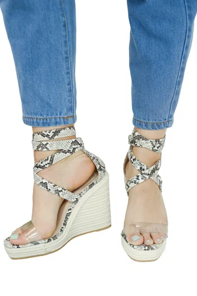 Insignia Kayla Lace Up Wedge In Snake Print In Multi