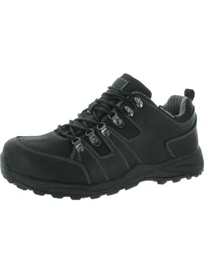 Drew Canyon Mens Leather Slip Resistant Hiking, Trail Shoes In Black