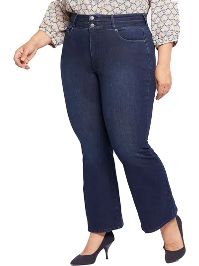 Nydj Plus Ava Womens High Rise Dark Wash Flared Jeans In Multi