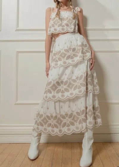 Illa Illa Embroidered Top And Maxi Skirt Set In Beige