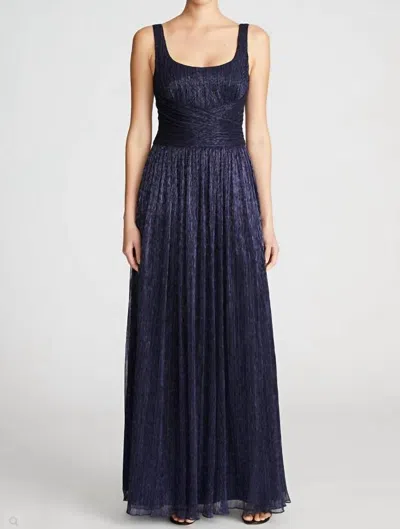 Halston Hollyn Sleeveless Shimmer Jersey Gown In Blue