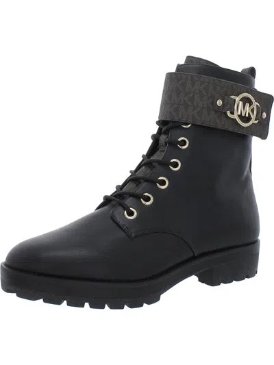 Michael Michael Kors Womens Manmade Faux Leather Ankle Boots In Black