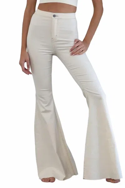 By Together Super Flare Jean In Cream In White