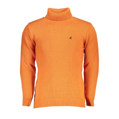 U.s. Grand Polo U. S. Grand Polo Elegant Turtleneck Embroide Men's Sweater In Orange