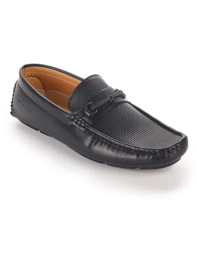 Aston Marc Drive Mens Faux Leather Square Toe Driving Moccasins In Black