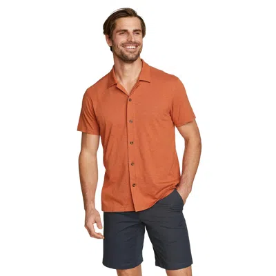 Eddie Bauer Men's Getaway Slub Button-down Shirt In Orange