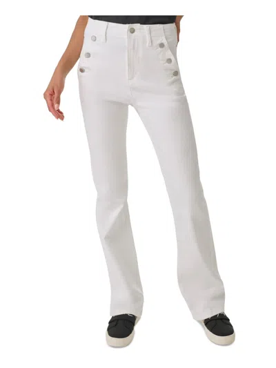 Karl Lagerfeld Womens Solid Denim Flared Jeans In White