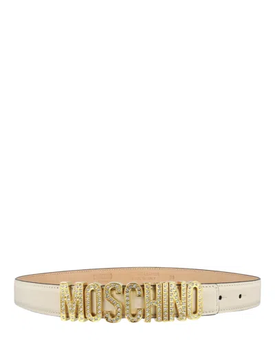 Moschino Crystal Embellished Logo Lettering Belt In Multi