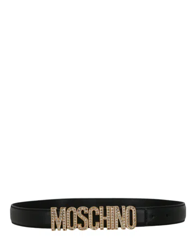 Moschino Logo Lettering Leather Belt In Multi