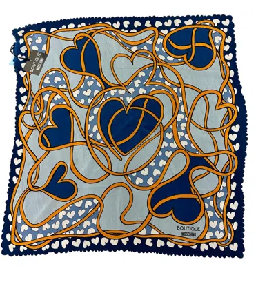 Moschino Scallop Edges Scarf In 099-blues In Multi