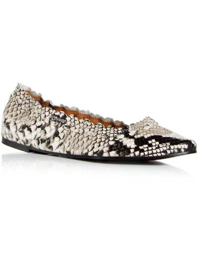 See By Chloé Jane Womens Leather Snake Print Ballet Flats In Grey