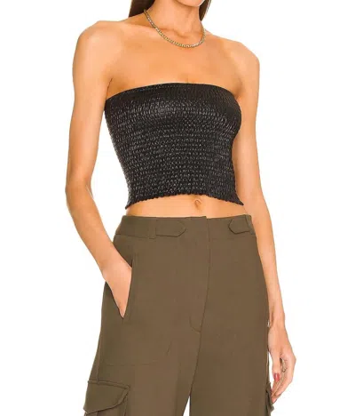 Commando Faux Leather Smocked Tube Top In Black