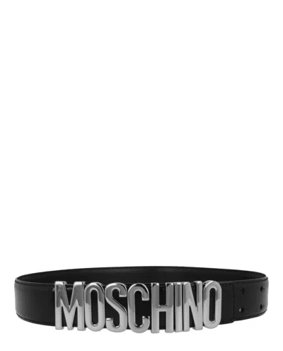 Moschino Patent Leather Logo Lettering Belt In Multi