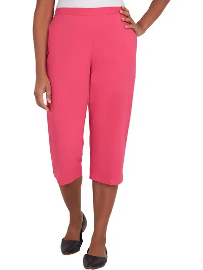 Alfred Dunner Womens High Rise Stretch Carpi Pants In Pink