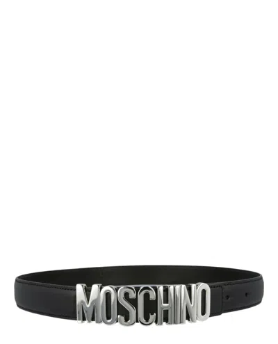 Moschino Logo Lettering Leather Belt In Multi