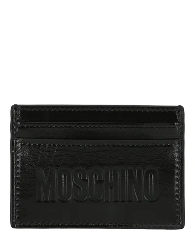 Moschino Embossed Logo Card Holder In Black