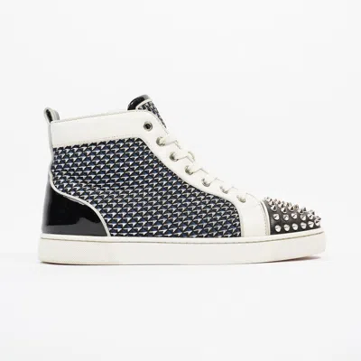 Christian Louboutin Louis Junior Spikes High-tops / Navy / Leather In White