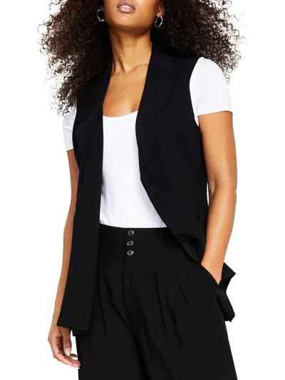 Bar Iii Petites Womens Slub Sleeveless Suit Vest In Black