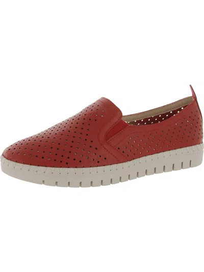 Easy Street Womens Faux Leather Round Toe Flat Shoes In Red