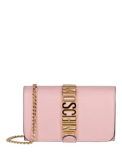 Moschino Belt Logo Crossbody Bag In Pink