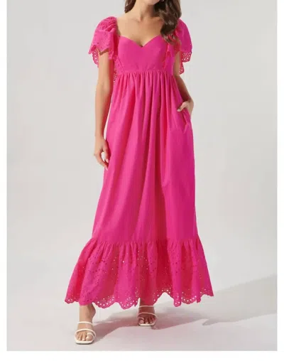 Sugarlips Wild At Heart Eyelet Maxi Dress In Fuchsia In Pink