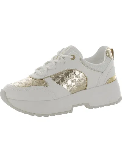 Michael Michael Kors Percy Trainer Womens Faux Leather Gym Running & Training Shoes In Gold