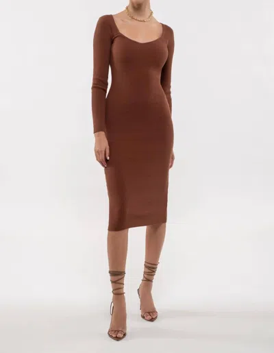 Reign The Label The Classic Midi Dress In Brown