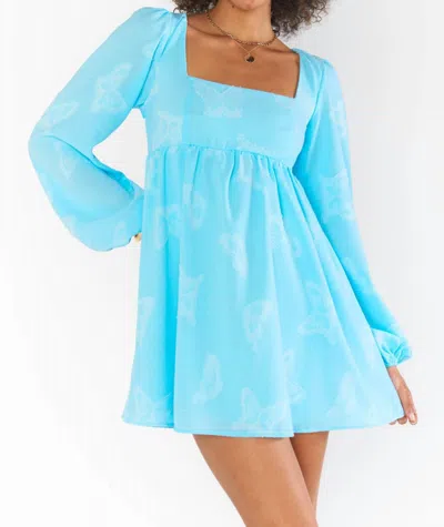 Show Me Your Mumu Marianna Mini Dress In Blue Clip Butterfly In Multi