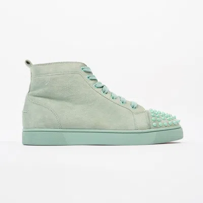 Christian Louboutin Louis Junior Spikes High-tops Turquoise Suede In Multi