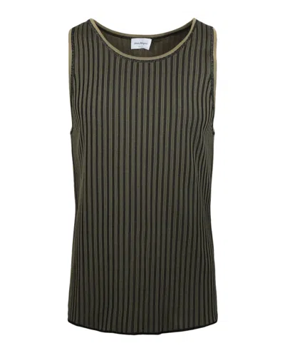 Ferragamo Striped Knit Tank Top In Grey