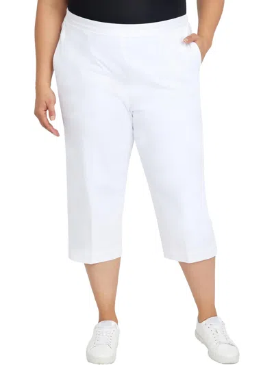 Alfred Dunner Plus Womens Relaxed High Rise Carpi Pants In White