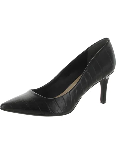 Alfani Jeules Womens Faux Leather Embossed Dress Pumps In Black