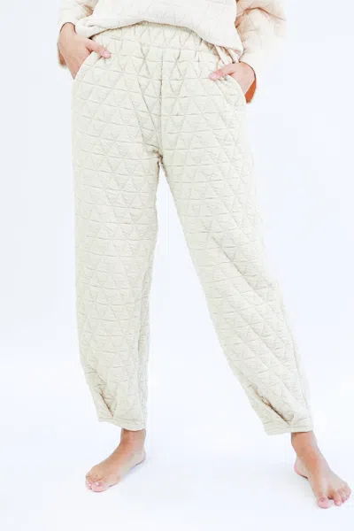 See And Be Seen Comfort Days Quilted Joggers In Cream In White