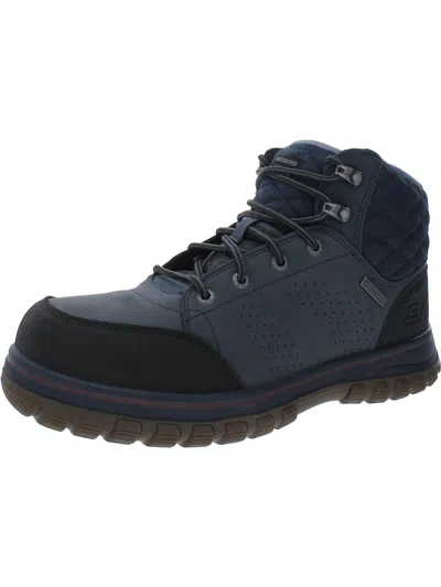Skechers Mccoll Womens Leather Composite Toe Work & Safety Boots In Blue