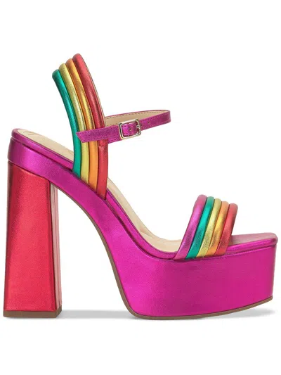 Jessica Simpson Bautista Womens Metallic Rainbow Platform Sandals In Multi