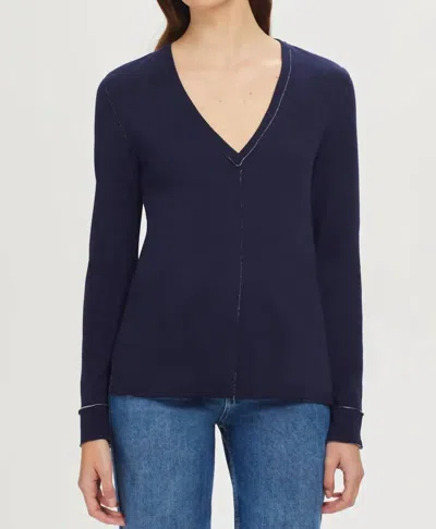 Goldie Stella V Neck Outside Seams Top In Navy/gray Heather In Multi