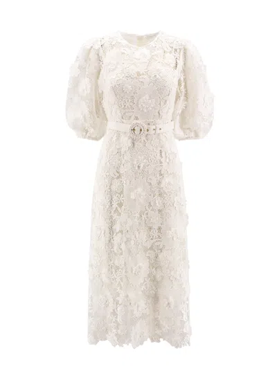 Zimmermann Laces Dress With Floral Embroideries In White