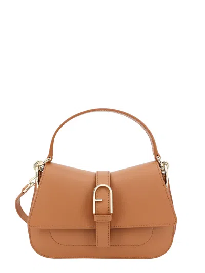 Furla Leather Handbag With Metal Arco Logo In Brown