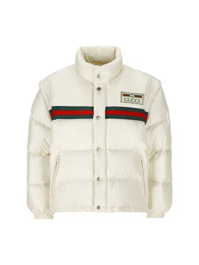 Gucci Detachable Sleeves Puffer Jacket In Natural White