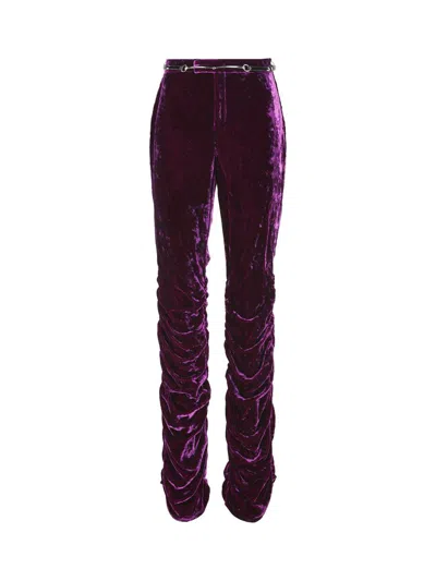 Gucci Purple Velvet Pant In Royal Violet/mix