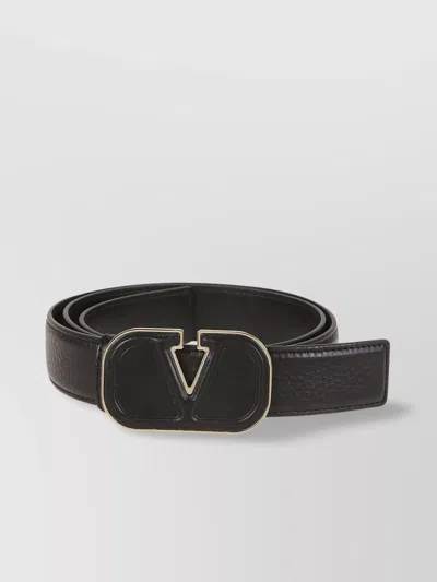 Valentino Garavani Vlogo-plaque Leather Belt In Black