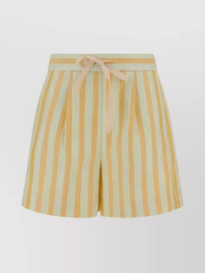 Forte Forte Striped Cotton Linen Bermuda Shorts In Honey