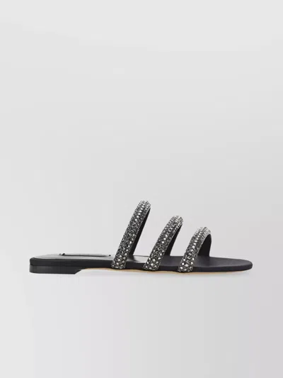 Casadei Crystal-embellished Flat Sandals In Stratosph+sati Jet Ematite