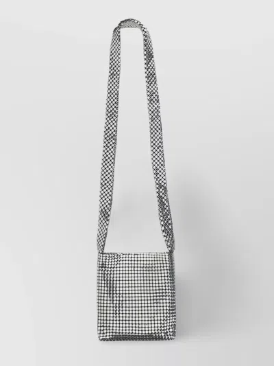 Rabanne Mini Pixel Mesh Shoulder Bag In Silver