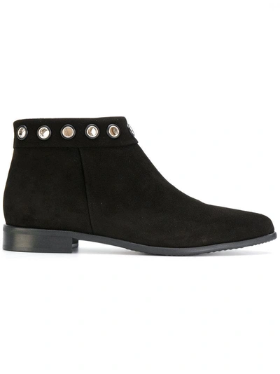 Anna Baiguera Eyelet Trim Ankle Boots In Black