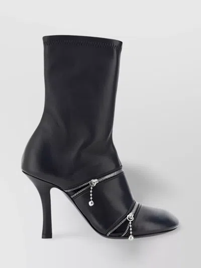Burberry Peep Heeled Ankle Boots In Black