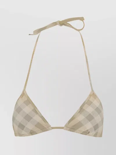 Burberry Check Motif Yellow Triangle Swimsuit In Beige