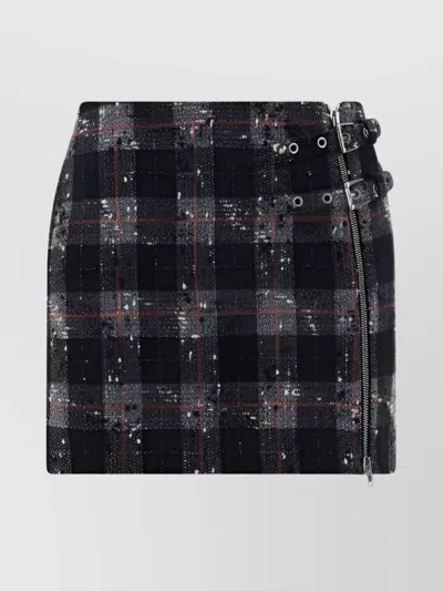 Alessandra Rich Checked Zip Detailed Mini Skirt In Multi