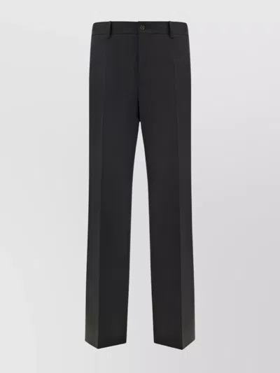 Dolce & Gabbana Pressed-crease Wool Trousers In Black